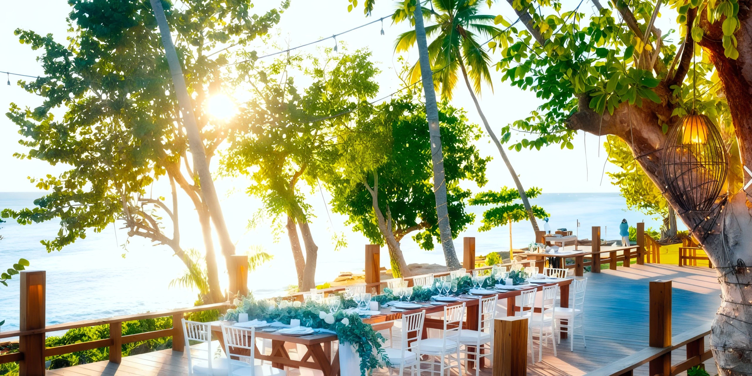 Seaside Deck oceanfront wedding venue at Dreams La Romana Resort & Spa